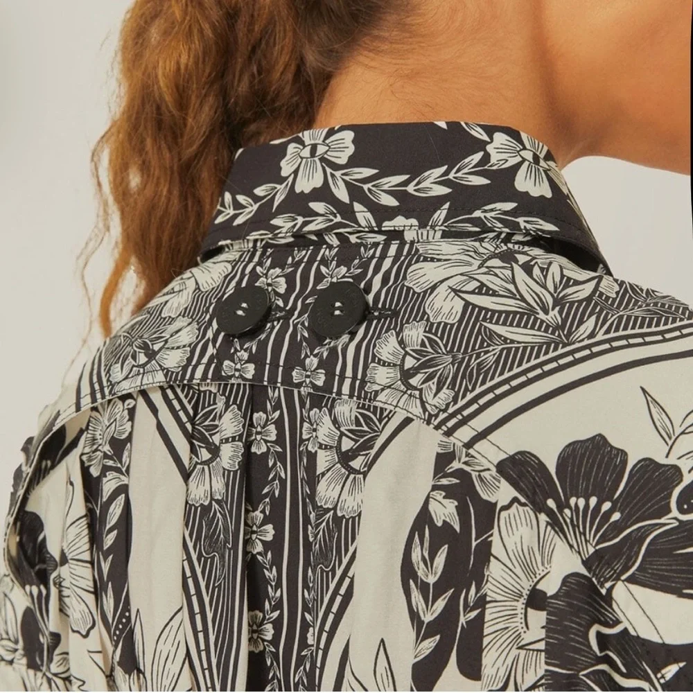 Farm Rio Flower Leopards Collared Midi Dress - NWT - Picture 3 of 7